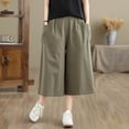 thumbnail image 2 of yeiolnoer Culottes for Women Casual High Waisted Capri Pants with Pockets Flowy Wide Leg Pant Fashion Clothing, 2 of 7