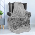 thumbnail image 4 of Amsterdam Soft Flannel Fleece Throw Blanket, Vintage Style Bicycles Arranged on a Bridge over the Canals, Cozy Plush for Indoor and Outdoor Use, 50" x 60", Pale Taupe Dark Grey, by Ambesonne, 4 of 5