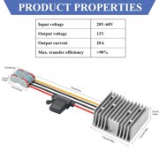 DC DC Converter 20A 240W DC 20V-60V Step Down to 12V Converter DC Converter Voltage Regulator Transformer with Fuse Power Adapter for Car Truck Vehicle Boat