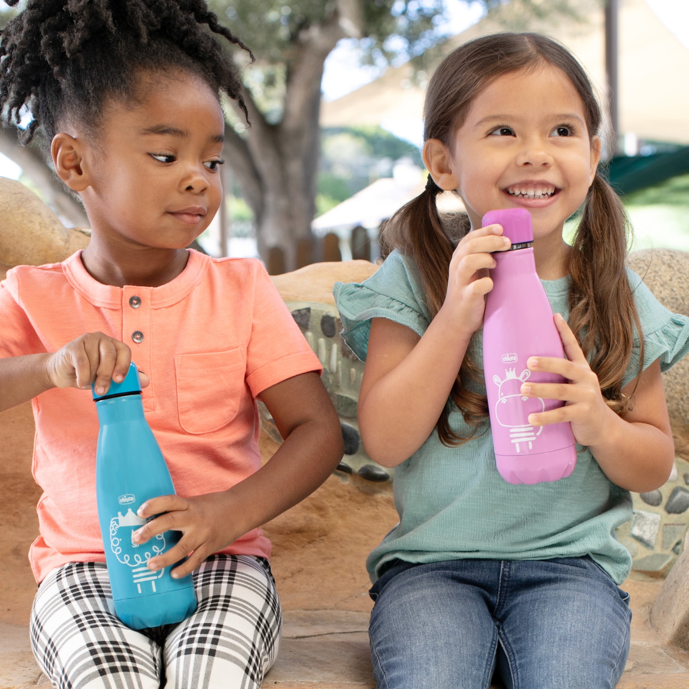 Chicco Stainless Steel Double Wall Vacuum Insulated Water Bottle, 4yr+ - Pink, New
