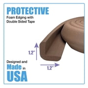 KidKusion Foam Rubber Edge Guard for Table, Desk, Cabinet, 6 ft, 1 CT, Brown, Toddler