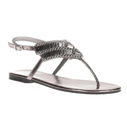 Women's Metallic Beaded Chain Thong Sandals - Walmart.com