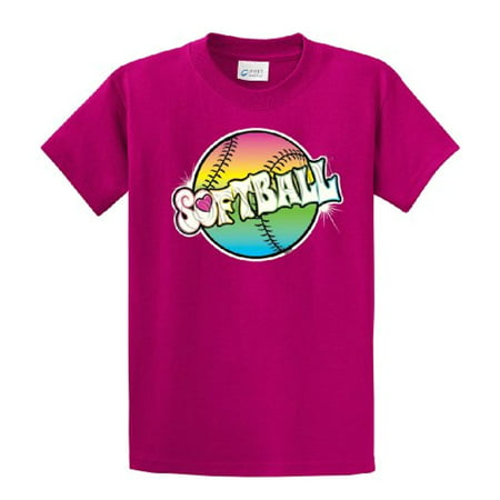 Softball T-Shirt Rainbow Softball-fuschia-small
