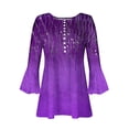 thumbnail image 5 of BRGZLK Short Sleeve Tops For Women Trendy 2026 Boho Floral Print Tunic Shrits Empire Waist Button V Neck 3/4 Bell Sleeve Blouses, 5 of 6