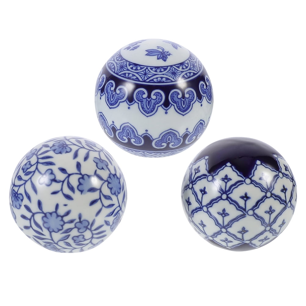 Balls Decorative Ceramic Blue Porcelain Orbs White Floating Ball Decor Bowls Bowl Centerpiece