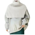 thumbnail image 1 of Autumn And Winter Women's Solid Color Turtleneck Cloak Shawl Knitted Sweater Shawl, 1 of 4
