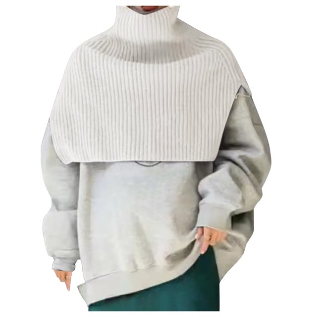 Châle Cape à Col Roulé Uni pour Femme d'Automne et d'Hiver, Châle en Tricot pour Chandail