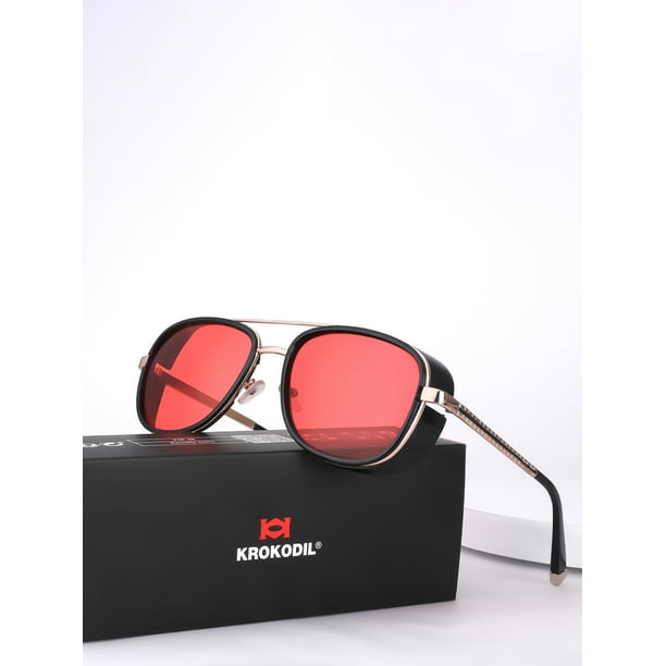 Tony Stark gafas de sol hombre mujer Steampunk gafas de sol hombre Vintage gradiente rojo gafas de sol UV400