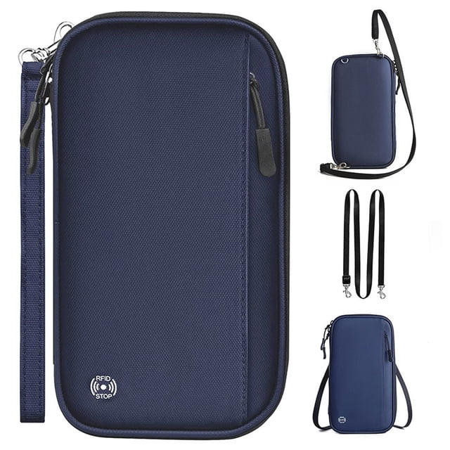 Passport Wallet RFID Blocking, Travel Family Passport Holder Waterproof Passport Bag, Large Capacity Passport Cover, Travel Document Holder for Passports,Cards,Flight Tickets