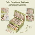 thumbnail image 6 of BIQI MUSSE 4 Layer Jewelry Box with Flowing-Gold Decoration Glass Lid, Drawer Jewelry Storage, With Big Mirror, Double-sided Organizer for Necklaces Earrings, With Key Lock, 6 of 8