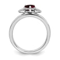 thumbnail image 2 of Sterling Silver Stackable Expressions Garnet & Diamond Hearts Ring - Size 9, 2 of 3