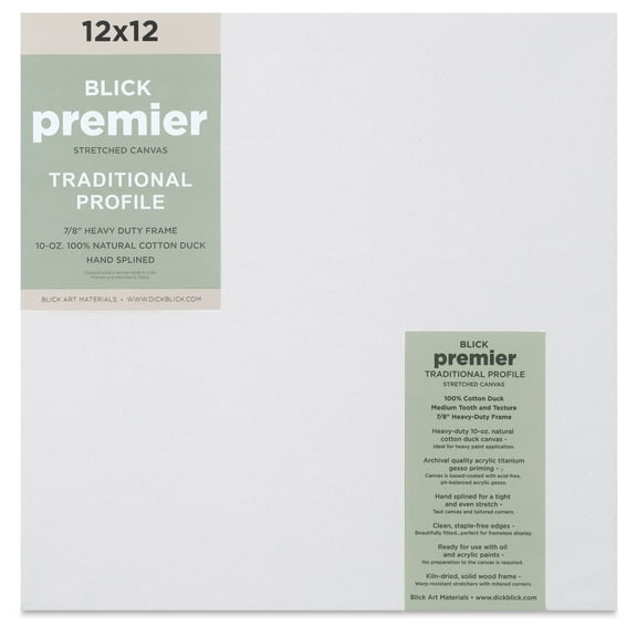 Blick Premier Stretched Cotton Canvas - Traditional Profile, Splined, 12" x 12"