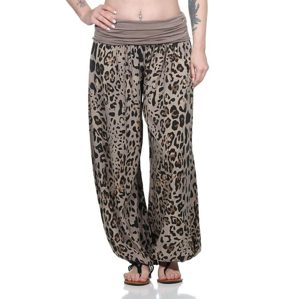 Women Leopard Print Slacks with Slit Pockets Leggings Harem Pants High  Waist Yoga Boho Trousers with Pockets, Beige, Small : : Clothing,  Shoes & Accessories