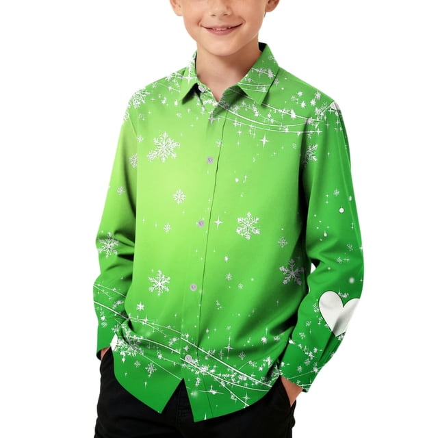 Blusa y camisa de manga larga con cuello vuelto para niños, camisa informal de moda para niños y niñas, camisa de manga larga con estampado del Día de San Patricio, camisa de manga larga con cuello vu
