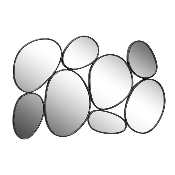 DecMode 54" x 35" Black Bubble Cluster Abstract Wall Mirror