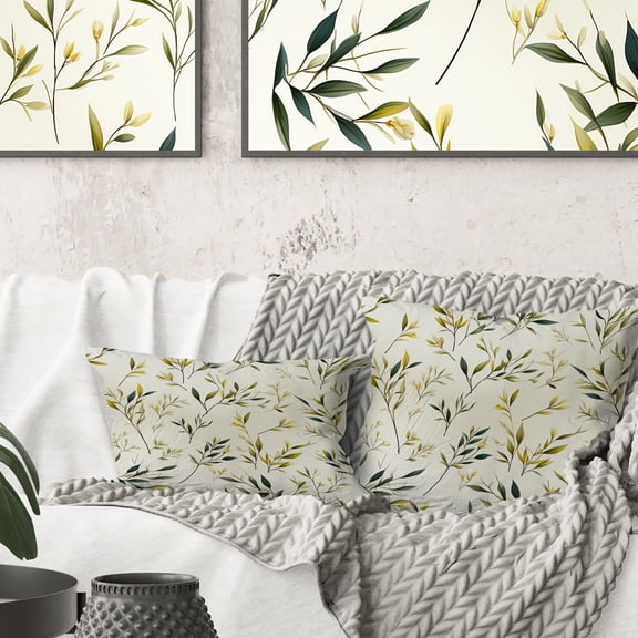 Designart "Leaves in Zen Tranquility" Plants Printed Throw Pillow