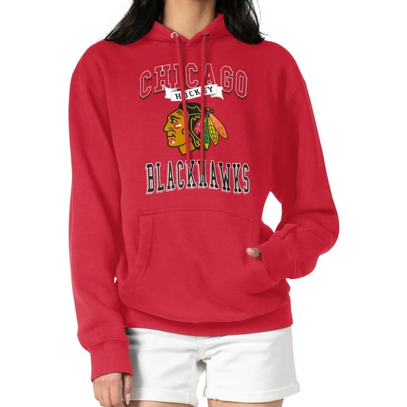 Women's G-III 4Her by Carl Banks Red Chicago Blackhawks Team Logo Tri-Blend Fleece Pullover Hoodie