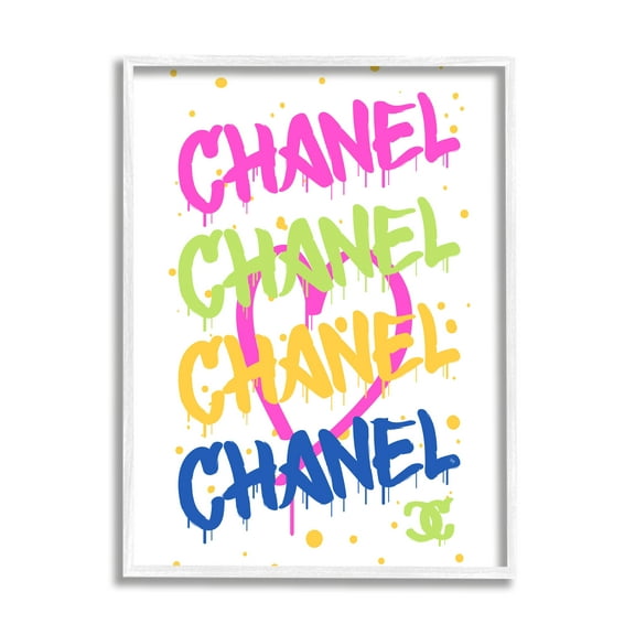Stupell Industries Glam Graffiti Splatter Typography Painting White Framed Art Print Wall Art, 11 x 14
