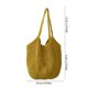 thumbnail image 3 of Bolso de hombro tejido, bolsa vacacional de gran capacidad - diseño hueco estilo césped, bolso casual ligero de playa, bolso de viaje versátil de color liso, 3 of 6