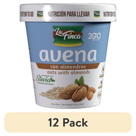 (12 pack) La Finca Almond Lovers Instant Oatmeal Cup, 1.87 oz, Individual Pack