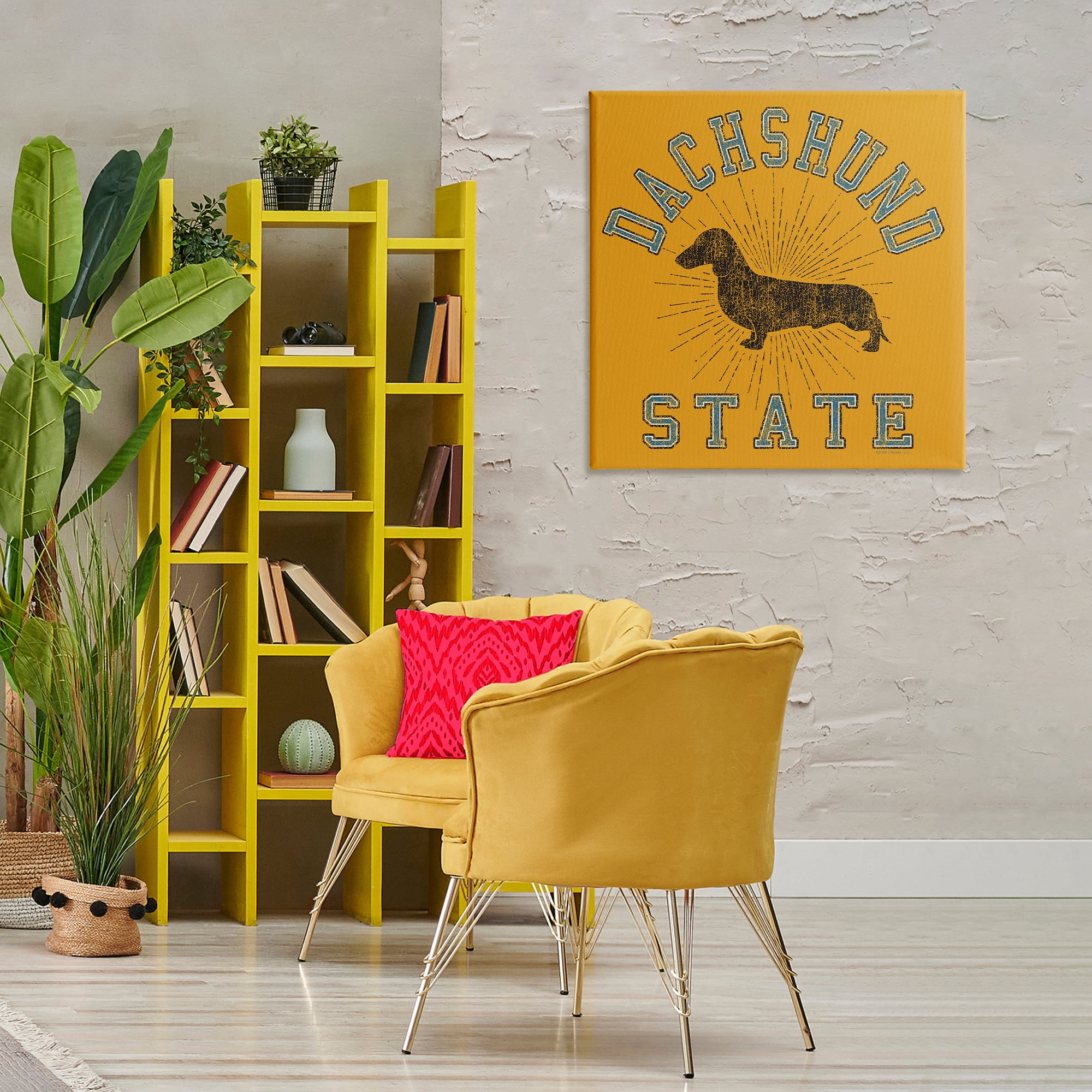 Stupell Industries Vintage Dachshund State Novelty & Humor Painting Wrapped Canvas Art Print Wall Art, 30 x 30