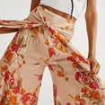 thumbnail image 2 of Women's Wide Leg Palazzo Pants Summer Loose Casual Beach Boho Floral Printed Bohemian Belted Pants Trousers for Women Summer, 2 of 7