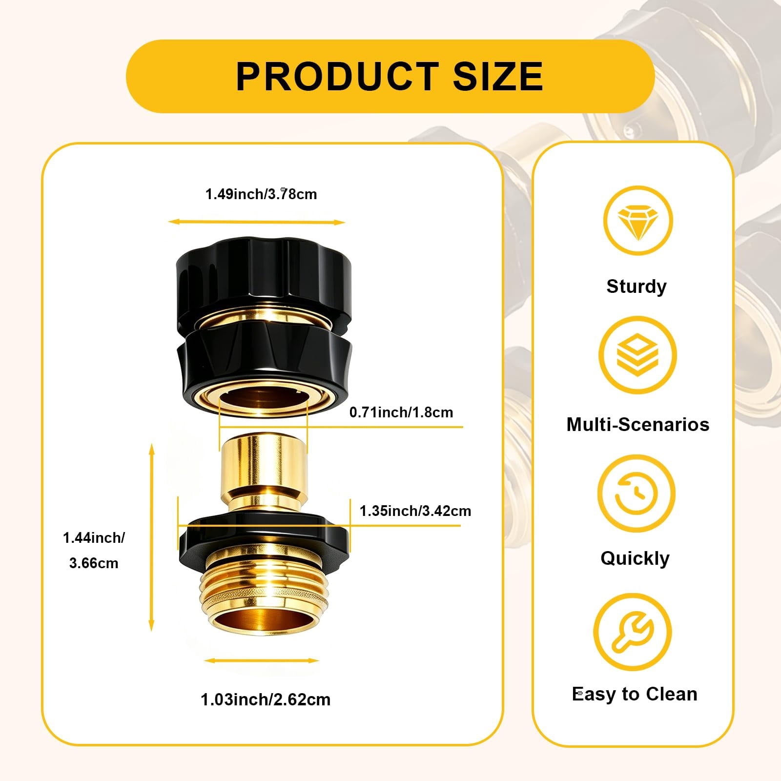 3/4 Inch Garden Hose Quick Connect Fittings, Male and Female Hose Connector Set for Sprinkler, Pressure Washer, Garden and Outdoor Use