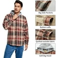 thumbnail image 7 of YATELLE Men's Cotton Plaid Shirts Jacket Fleece Lined Flannel Shirts Sherpa Button Down Jackets with Hood for Men, 7 of 7