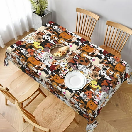 

Tablecloth Colorful Doodle Dogs Printing Table Cloth For Rectangle Tables Waterproof Resistant Picnic Table Covers For Kitchen Dining/Party(60x90in)