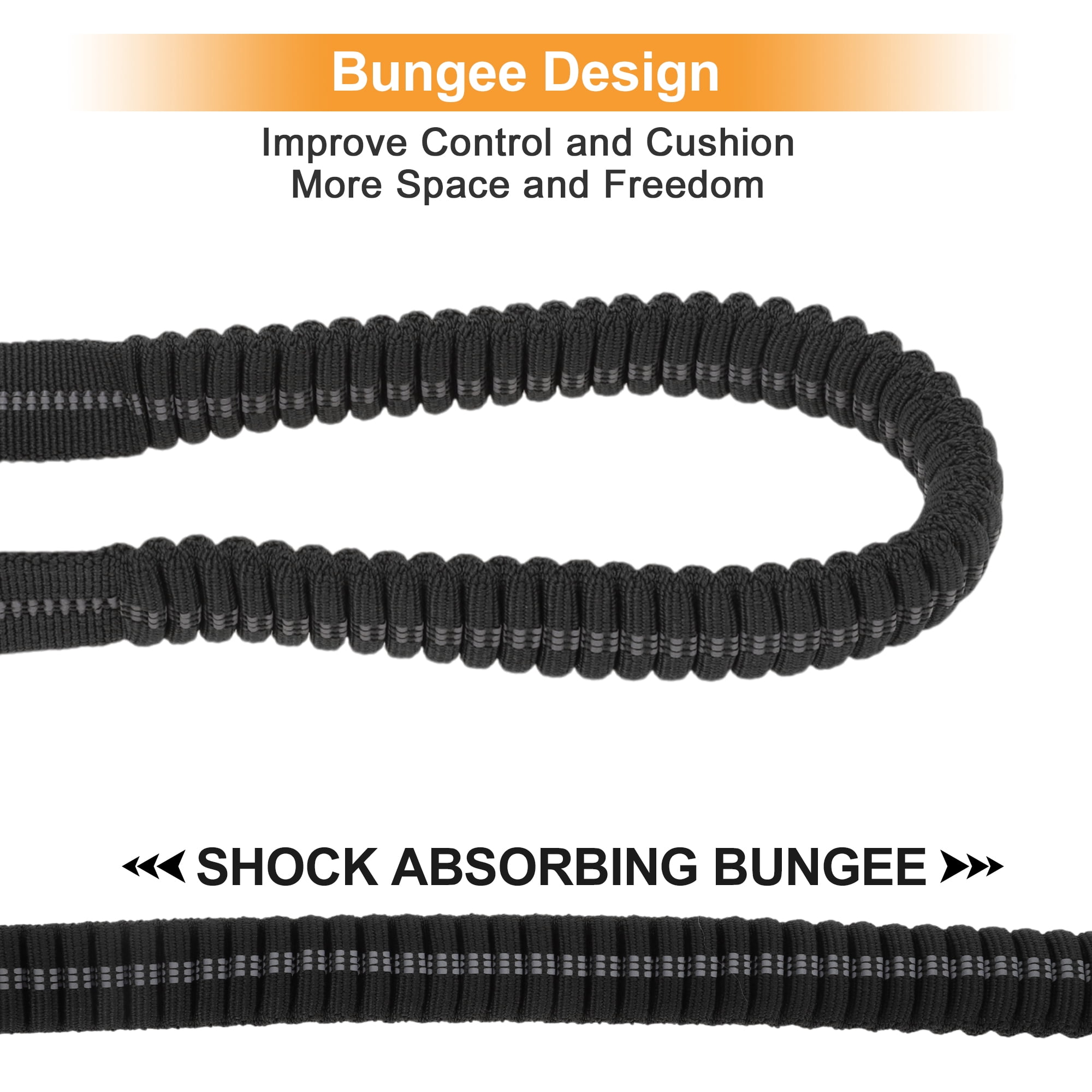 Unique Bargains Dog Leash Absorbing Padded Handle Heavy Duty Reflective Black