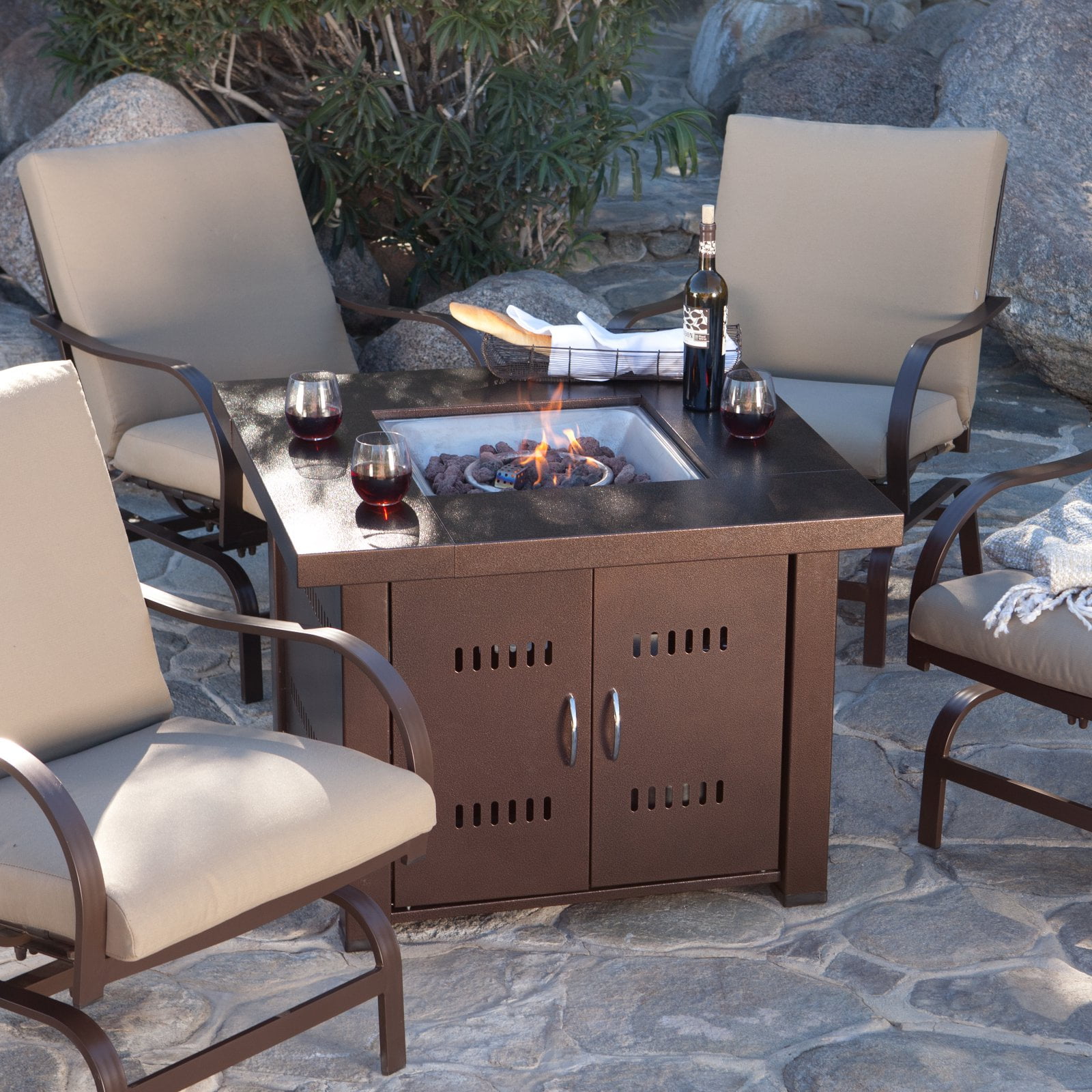 Hiland Fire Pit Hammered Bronze Finish Com