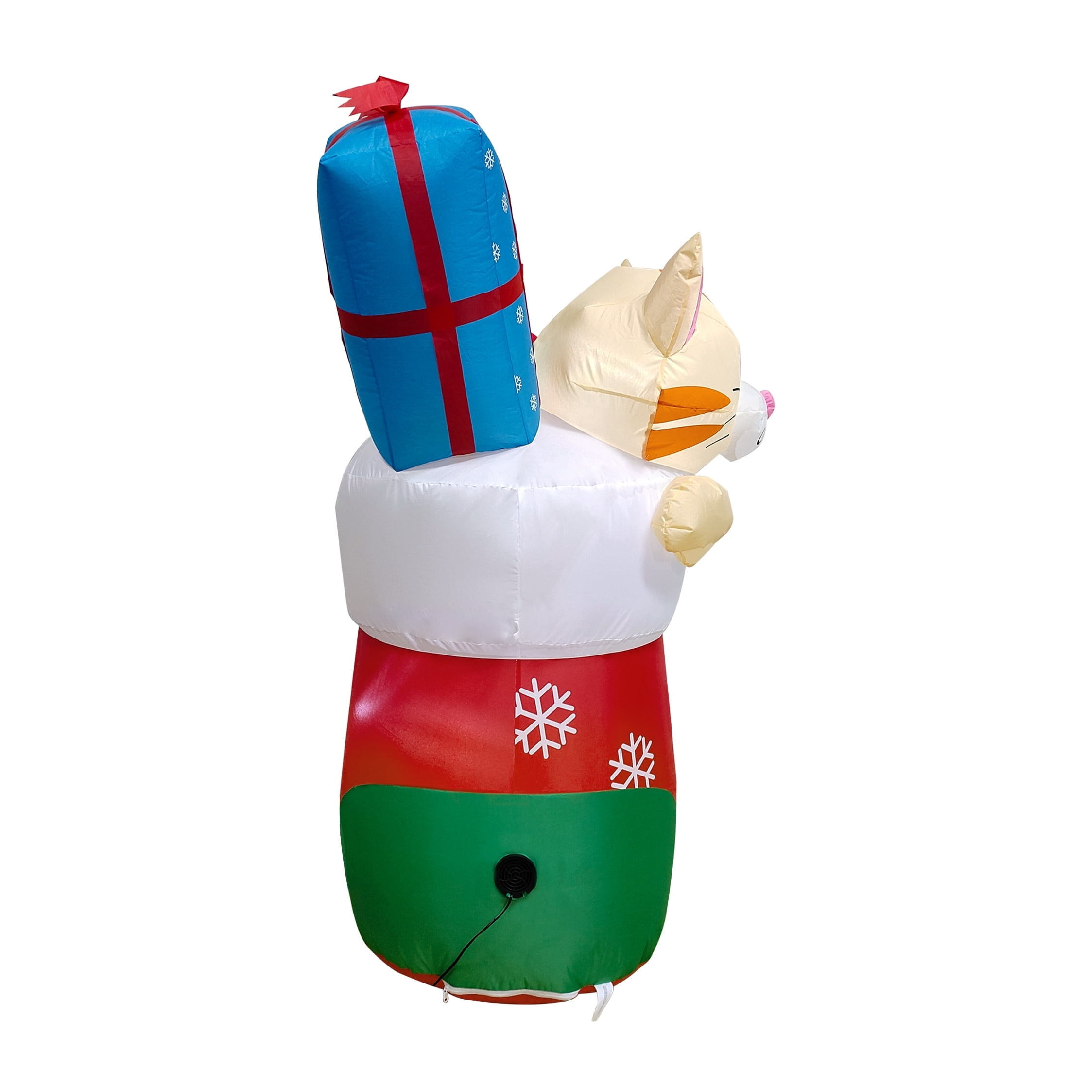 Multicolor Cat in Stocking Christmas Airblown Yard Inflatable, 4.5', by Holiday Time