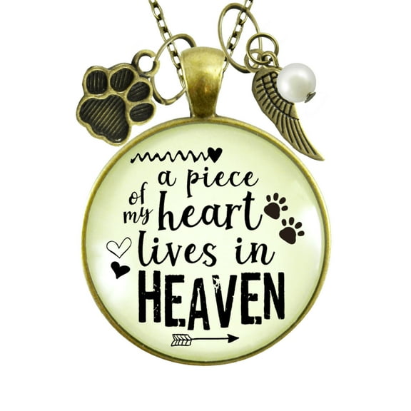 Pet Memorial Necklace Piece Heart Gutsy Goodness Female Adult Bronze Metal Jewelry