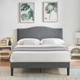 thumbnail image 3 of VECELO Queen Bed Frame, Nailhead Trim Upholstered Platform Bed with Adjustable Headboard, Wooden Slats Support/No Box Spring Needed, Dark Gray, 3 of 9
