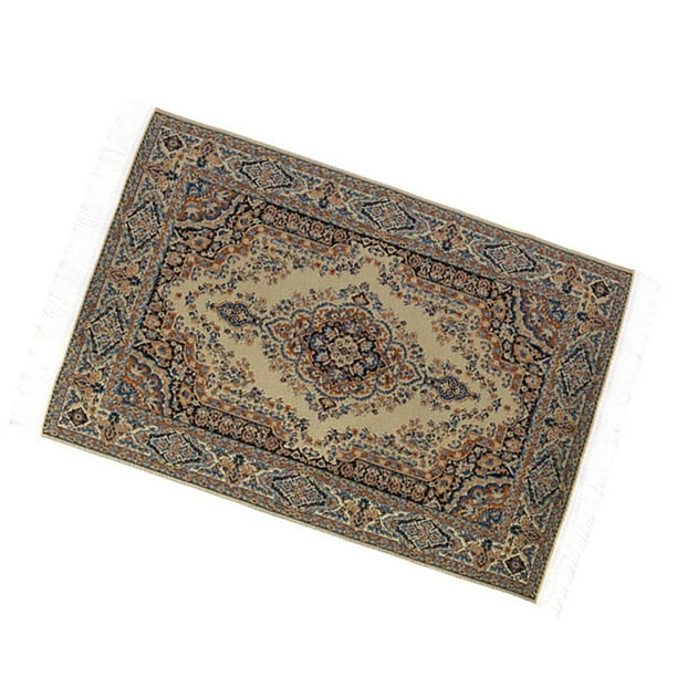 Alfombra tejida de estilo turco, bordada, para decoración de jardín o habitación de muñecas. Disponible en 5 estilos. Medidas: 24,2 x 15 cm.