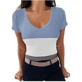 thumbnail image 2 of Hauts d'Été Grande Taille pour Femmes, Mode Imprimée, T-shirt à Manches Courtes et Col en V, Chandail-Over, T-shirt Col en V pour Femmes en Liquidation, 2 of 5