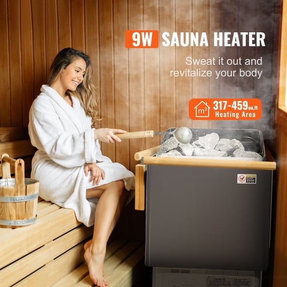 9KW 220V Sauna Heater with Digital Control Panel, Adjustable Temperature&Timer for Home Spa, Steam Room, and Commercial Use up to 459 Cubic Feet