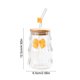 thumbnail image 3 of Vaso de agua de vidrio con tapa y pajita | Vaso para bebidas con decoración de mariposa | Vaso térmico para bebidas frías o calientes, 3 of 6