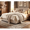 thumbnail image 1 of Queen Size Bed Frame with Storage Drawers, Corduroy Upholstered Platform Bed with Wingback, Tufted Headboard and Footboard, No Box Spring Needed, Beige, 1 of 8