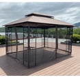 thumbnail image 6 of 13x10 Ft Outdoor Gazebo Canopy Tent with Mosquito Net & Double Roof - Brown Top Patio Shelter for Garden, Backyard, Deck, 6 of 16