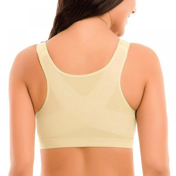 OUSITAID Women Post-Surgical Sports Support Bra Front Closure with  Adjustable Straps Wirefree Racerback