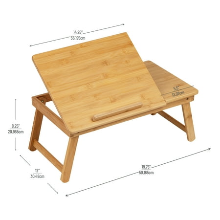 Mind Reader - Lap Desk Laptop Stand, Bed Tray, Dorm Room, Folding Legs, Rayon From Bamboo, 21.25"L x 13.19"W x 8.25"H - Brown
