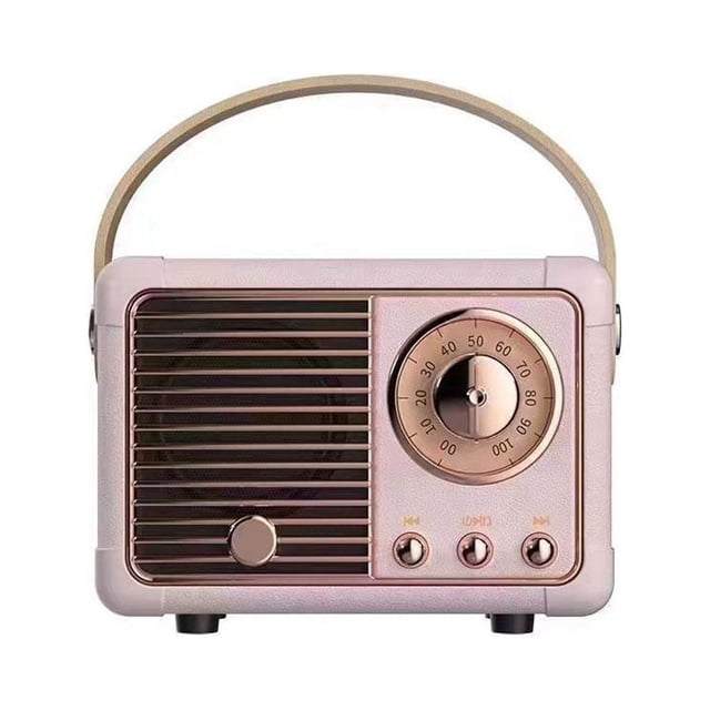 Cateissary Altavoz 5,0 compatible con Bluetooth, electrochapado inalámbrico antiguo, portátil, bonito, tarjeta de memoria de 400mAh, reproductor Cables de audio/vídeo Rosado