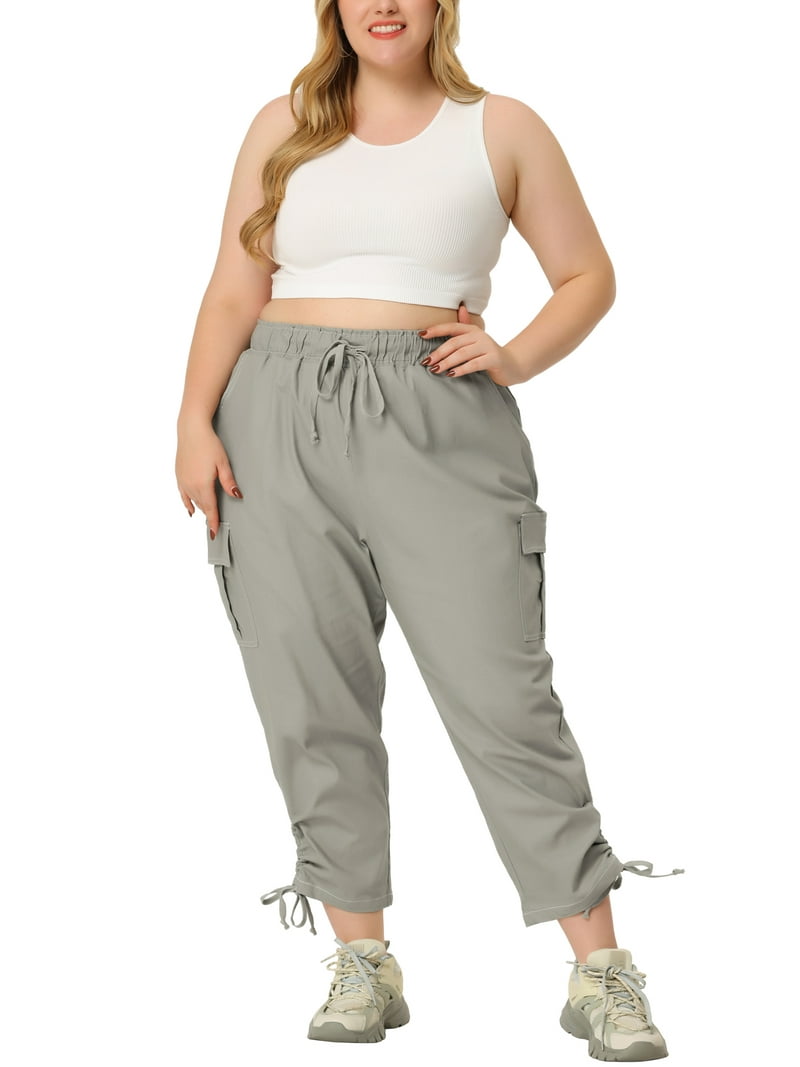 Unique Bargains Women's Plus Drawstring Elastic Activewear