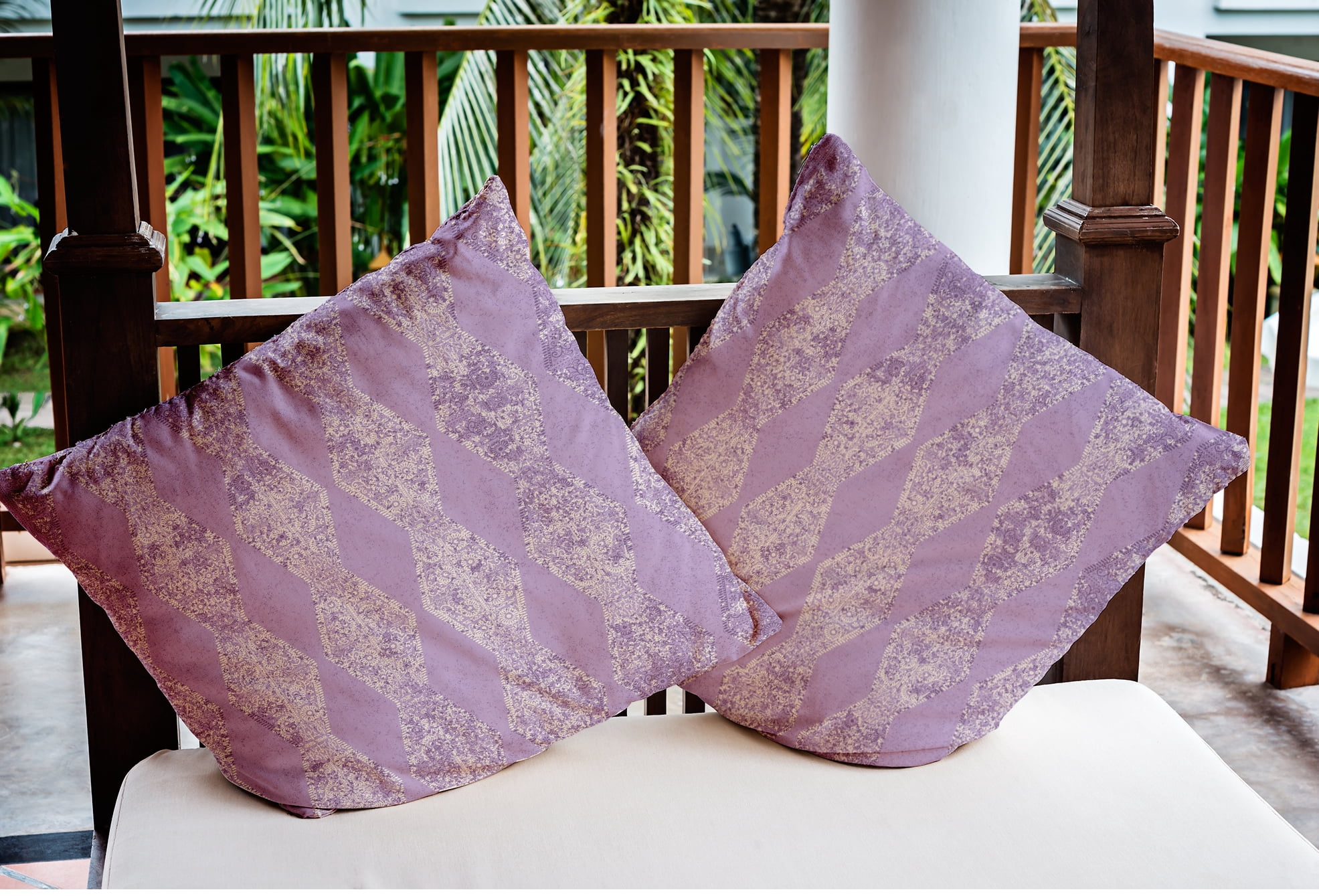 Simply Daisy 16 in x 16 in Victorian Purple Stripes Polyester Throw Pillow