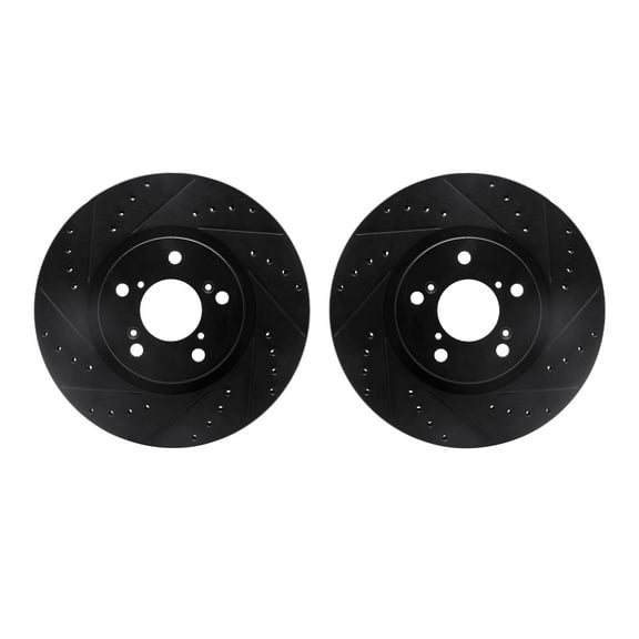 Dynamic Friction Company Front Brake Rotors-Drilled and Slotted-Black 8002-59040
