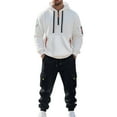 thumbnail image 2 of CharmCyan Men’s 2 Piece Tracksuit Set – Casual Hoodie Sweatshirt with Zipper Pockets and Drawstring Jogger Pants, Athletic Sportswear Outfit White 3XL, 2 of 2