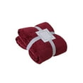 thumbnail image 2 of Soft Flannel Blanket Cozy Warm Washable Fuzzy Cover for Napping Lounging and Home Decor, Red, 2 of 9
