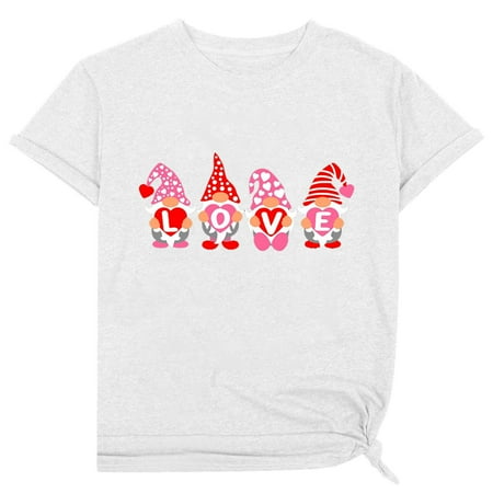 

YFPWM Winter Clothes for Women Cute Tops Lace Tops Yoga Tops Tube Tops Wrap Tops Basic Tops Scrub Tops Valentine s Day Print Round Neck Short Sleeve T-shirt