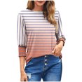 thumbnail image 2 of iHengLiXing Summer Tops for Womens Dressy Casual Fashion Women's Casual Comfortable Round Neck Print 3/4 Sleeve Blouse T-Shirt Top Pink XL, 2 of 6